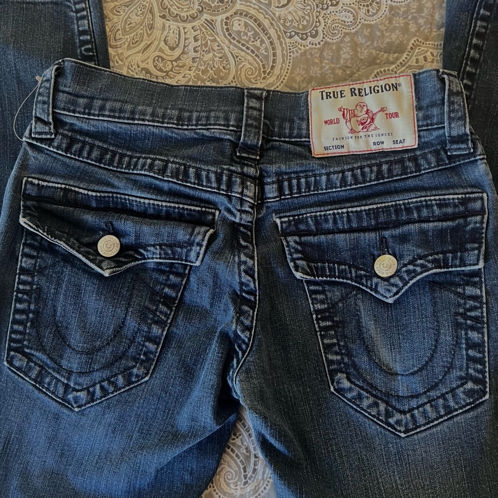 True Religion Blue Denim Jeans with Signature Stitching